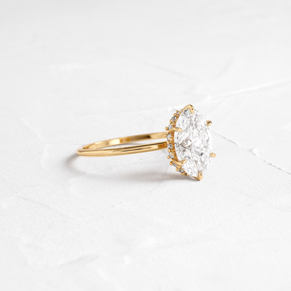 Hidden Halo-Oval Lab Grown Diamond Engagement Ring