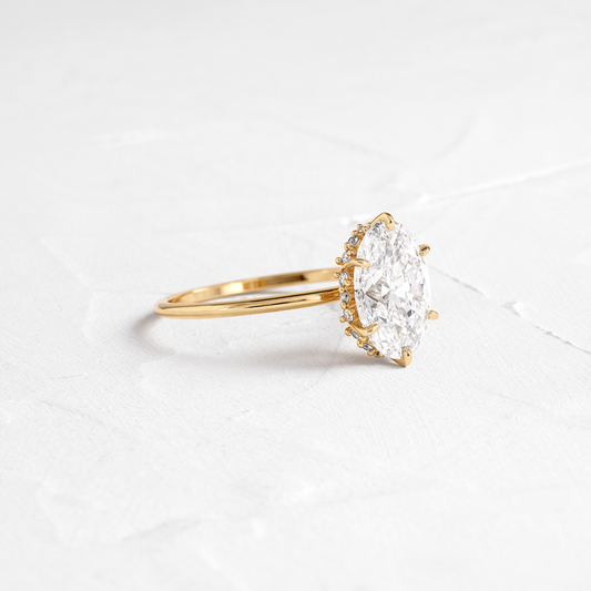 Hidden Halo-Oval Lab Grown Diamond Engagement Ring