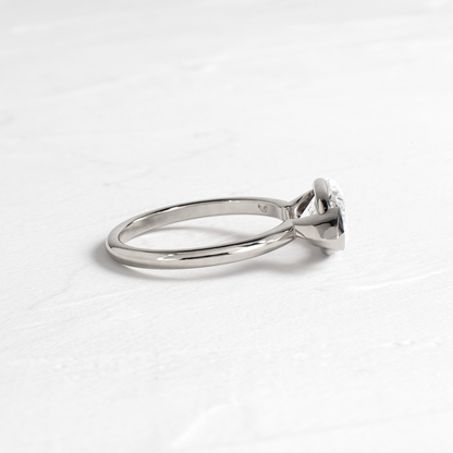 East West Solitaire Half Bezel-Marquise Lab Grown Diamond Engagement Ring