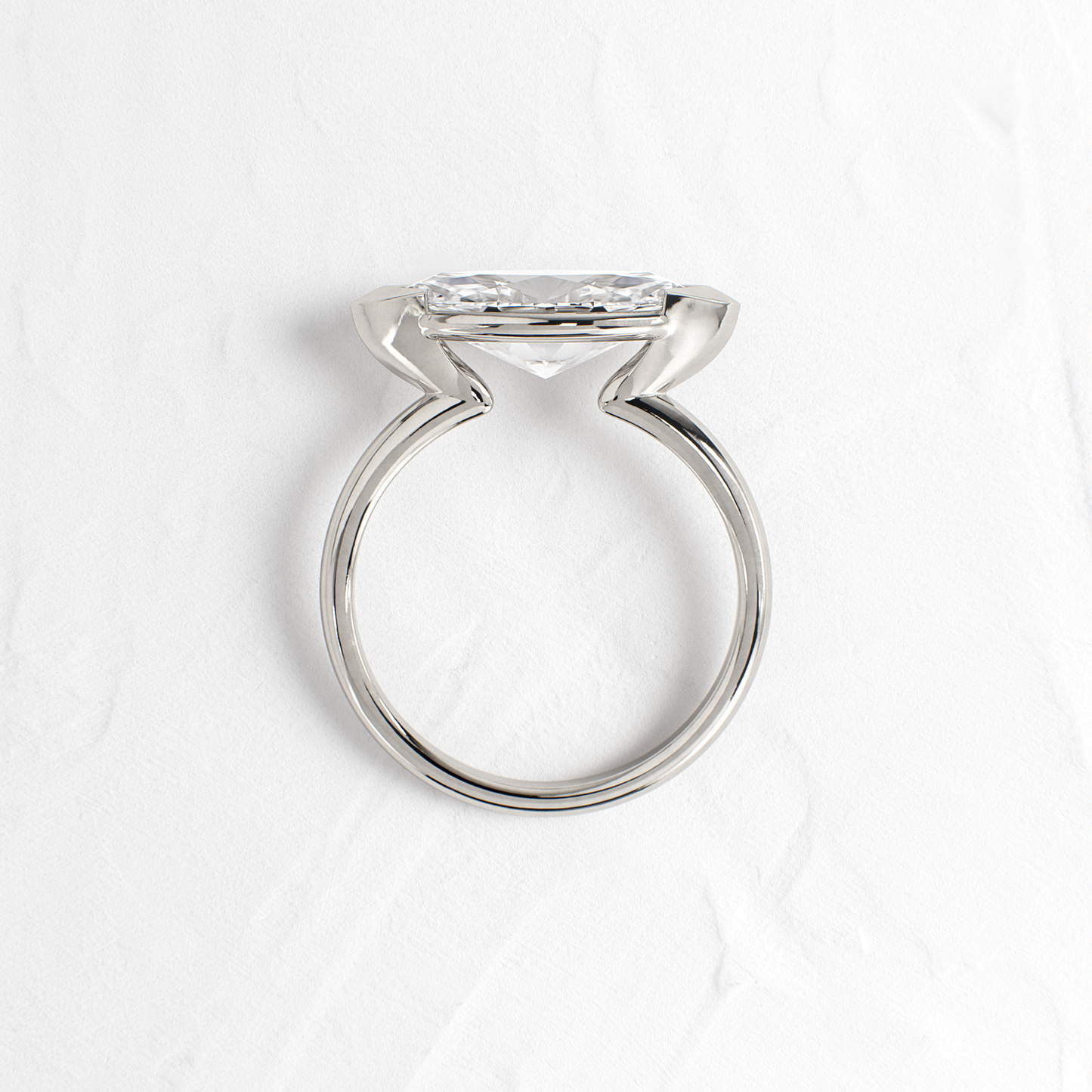 East West Solitaire Half Bezel-Marquise Lab Grown Diamond Engagement Ring