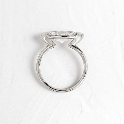 East West Solitaire Half Bezel-Marquise Lab Grown Diamond Engagement Ring