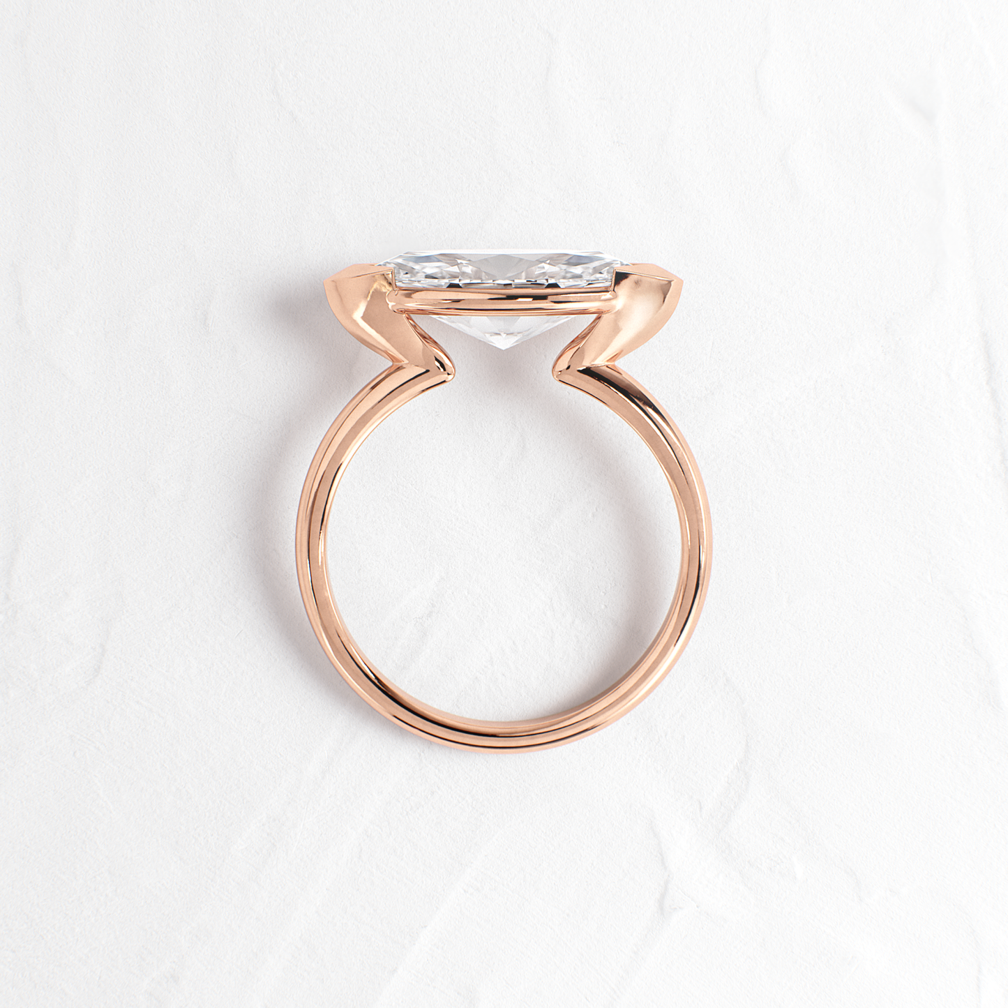 East West Solitaire Half Bezel-Marquise Lab Grown Diamond Engagement Ring