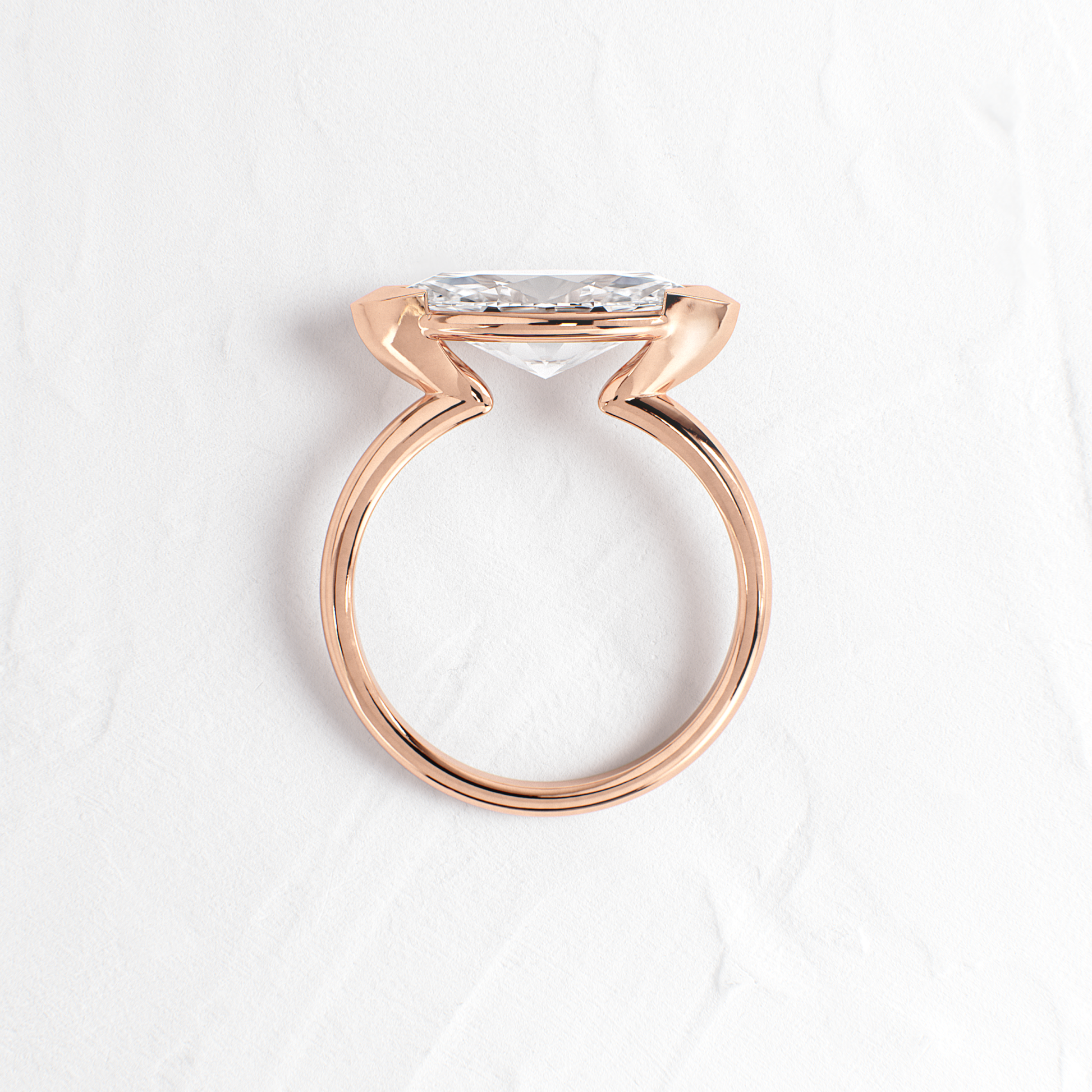 East West Solitaire Half Bezel-Marquise Lab Grown Diamond Engagement Ring
