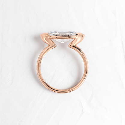 East West Solitaire Half Bezel-Marquise Lab Grown Diamond Engagement Ring