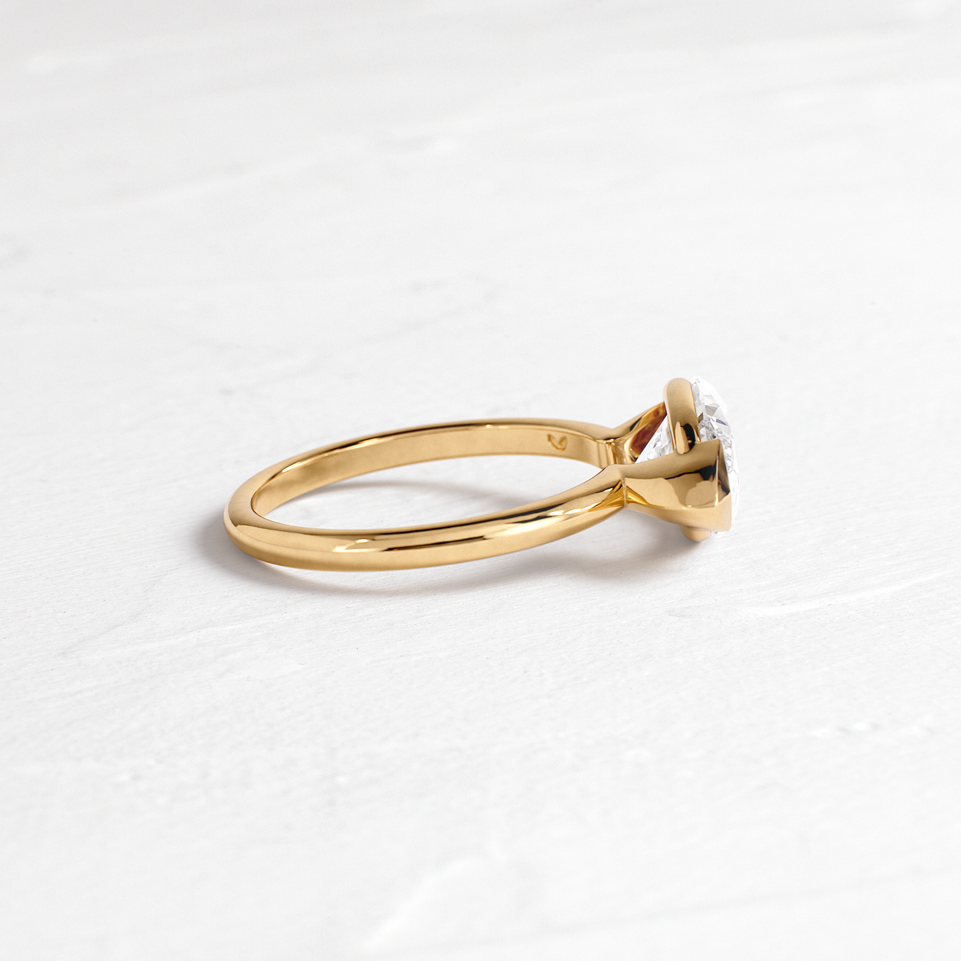 East West Solitaire Half Bezel-Marquise Lab Grown Diamond Engagement Ring
