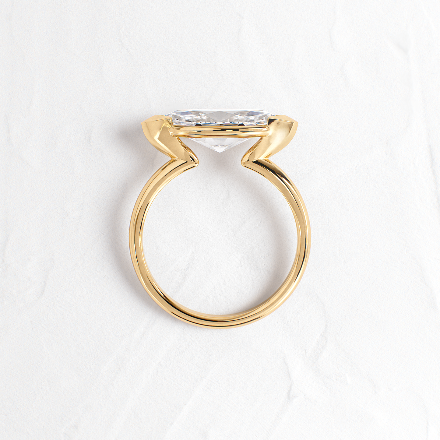 East West Solitaire Half Bezel-Marquise Lab Grown Diamond Engagement Ring