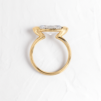 East West Solitaire Half Bezel-Marquise Lab Grown Diamond Engagement Ring