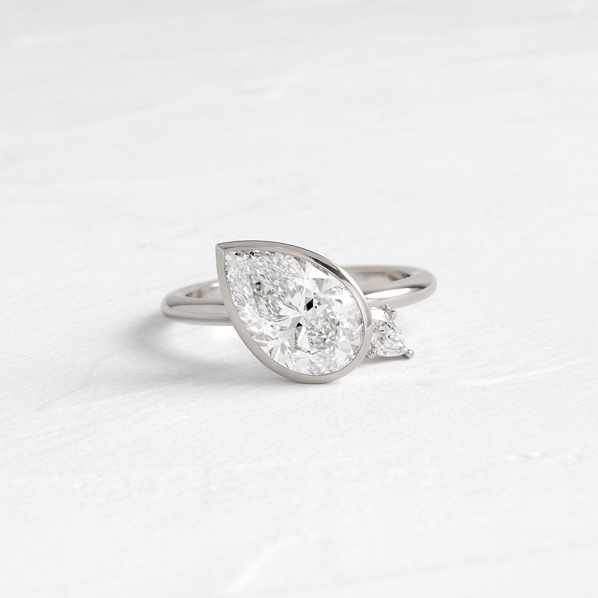 Bezel & Dainty Style-Pear Lab Grown Diamond Engagement Ring