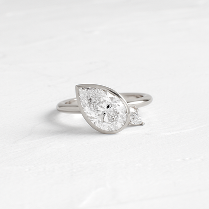 Bezel & Dainty Style-Pear Lab Grown Diamond Engagement Ring