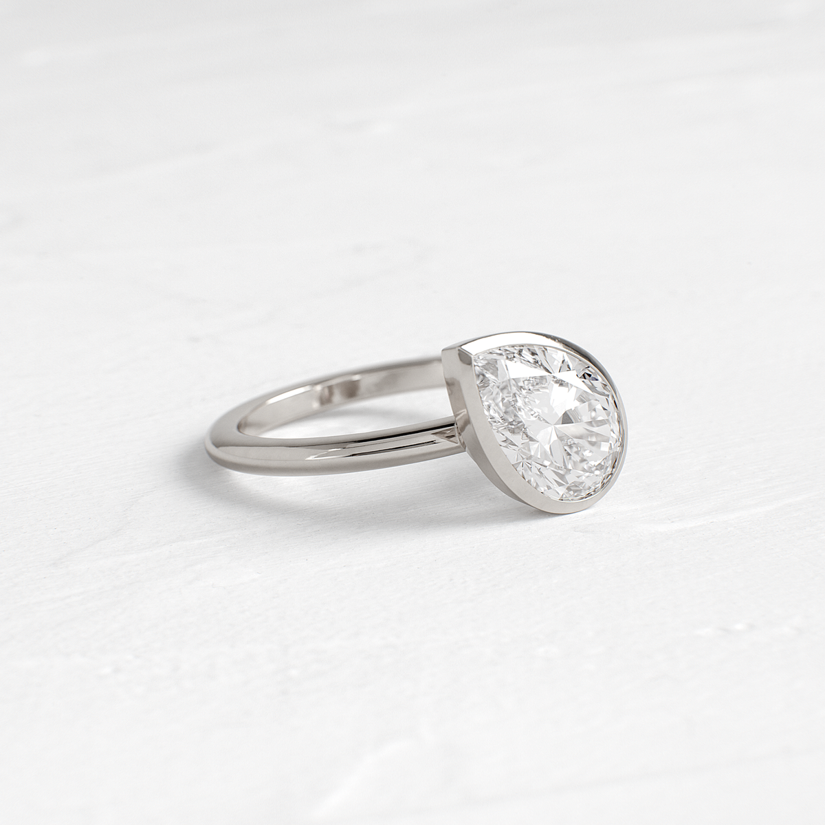 Bezel & Dainty Style-Pear Lab Grown Diamond Engagement Ring