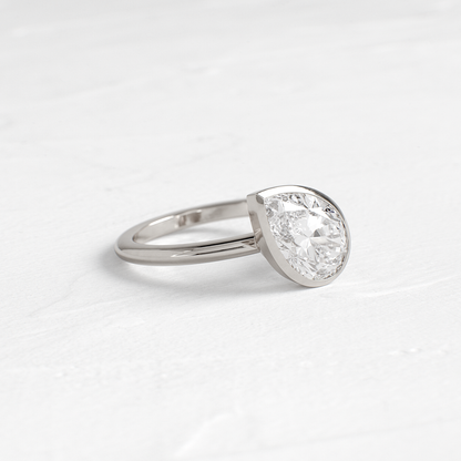 Bezel & Dainty Style-Pear Lab Grown Diamond Engagement Ring