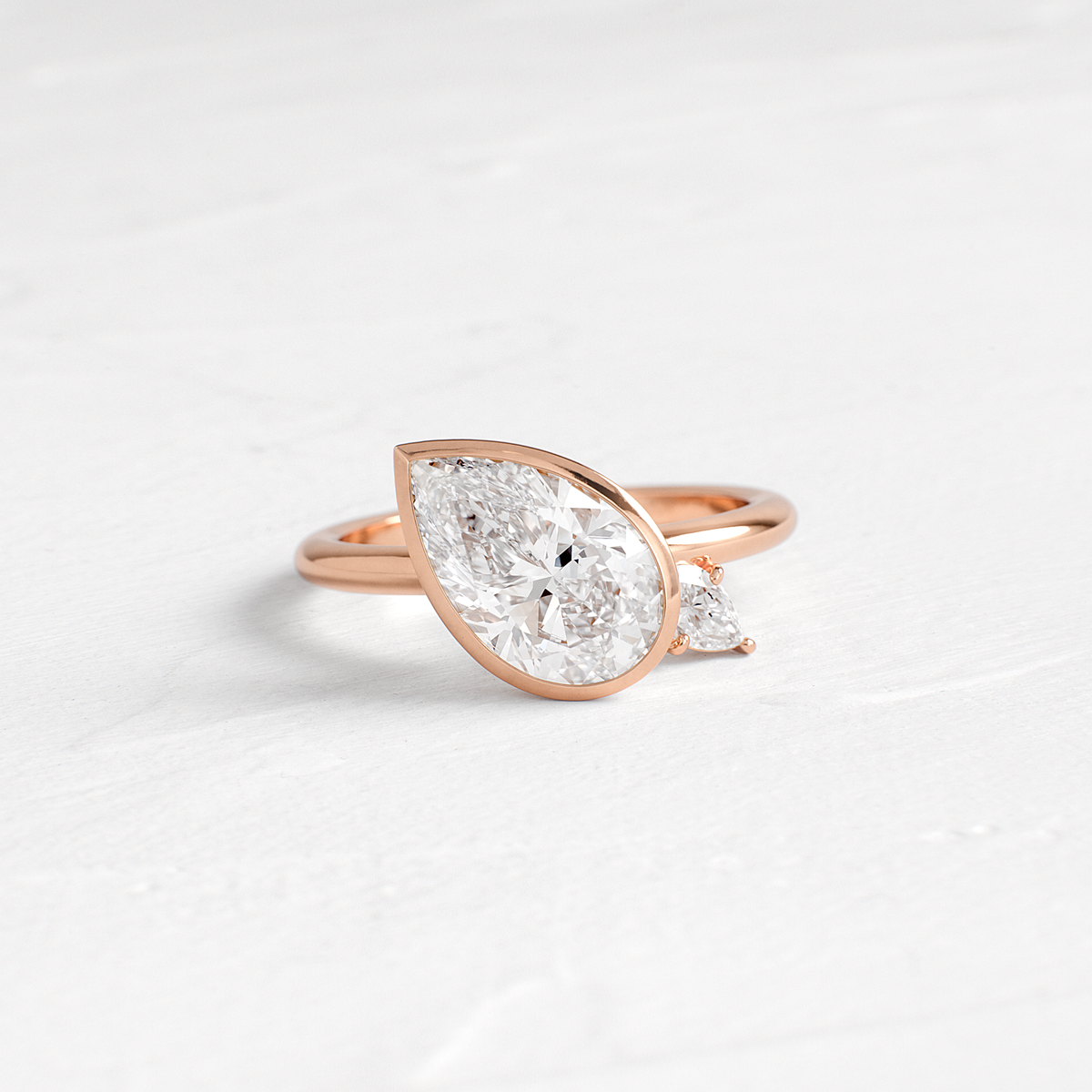 Bezel & Dainty Style-Pear Lab Grown Diamond Engagement Ring
