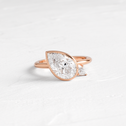 Bezel & Dainty Style-Pear Lab Grown Diamond Engagement Ring