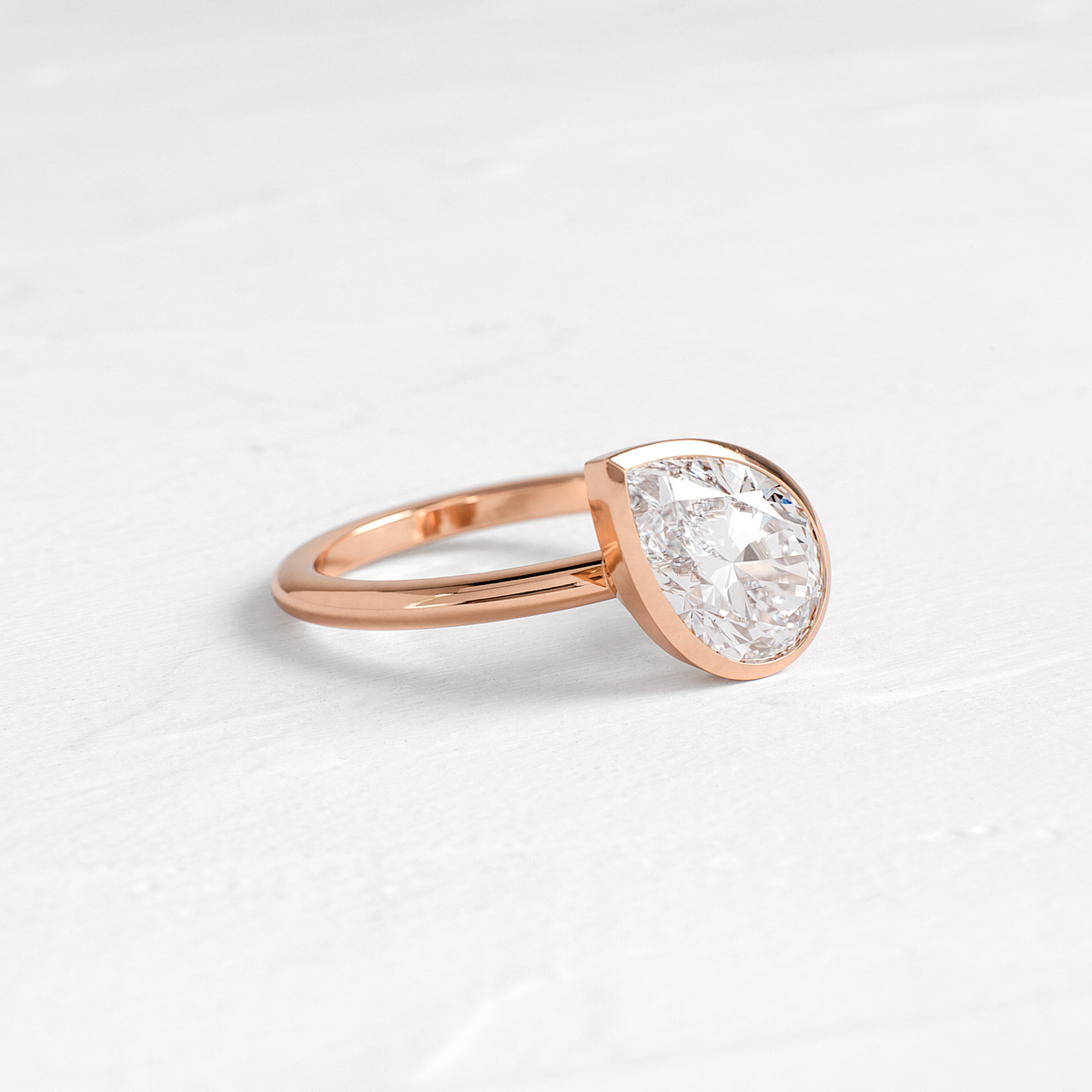 Bezel & Dainty Style-Pear Lab Grown Diamond Engagement Ring