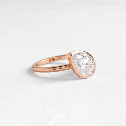 Bezel & Dainty Style-Pear Lab Grown Diamond Engagement Ring
