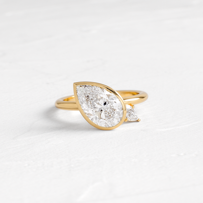 Bezel & Dainty Style-Pear Lab Grown Diamond Engagement Ring