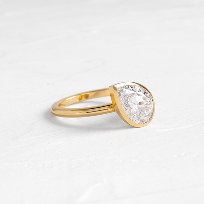 Bezel & Dainty Style-Pear Lab Grown Diamond Engagement Ring