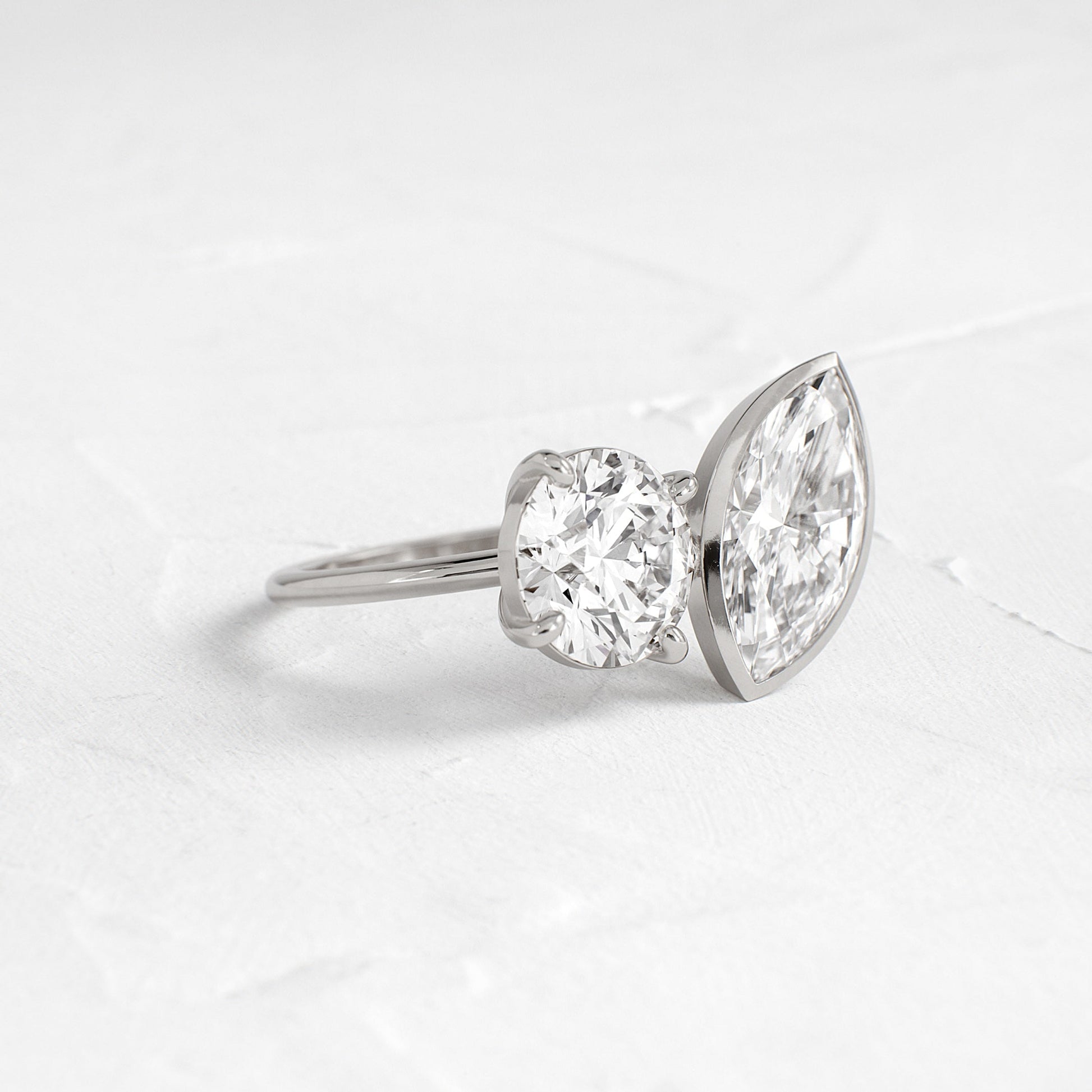 Toi Et Moi-Marquise & Round Lab Grown Diamond Engagement Ring