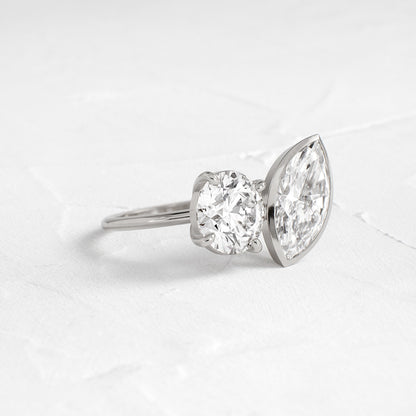 Toi Et Moi-Marquise & Round Lab Grown Diamond Engagement Ring