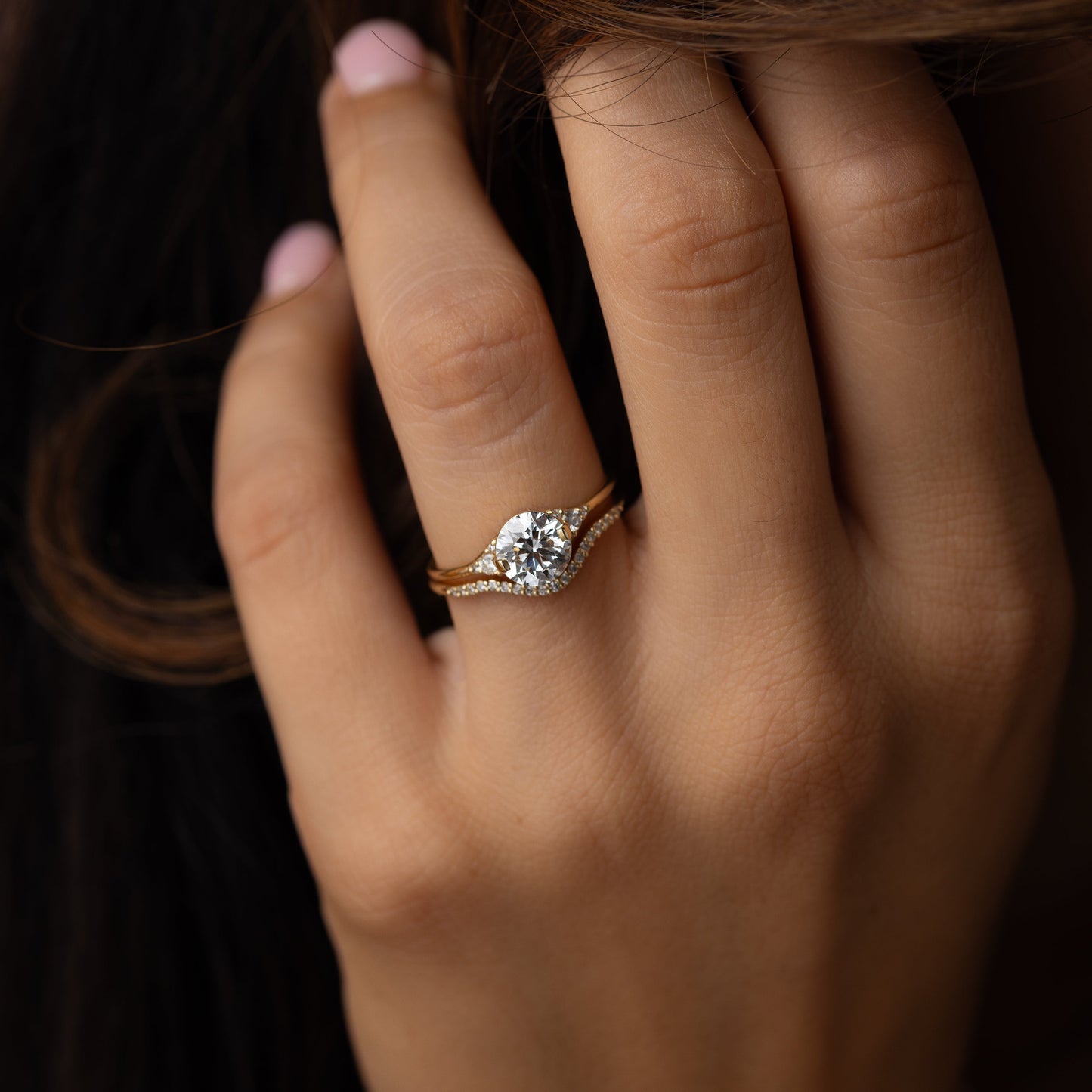 Cluster & Two Prong-Round Lab Grown Diamond Engagement Ring