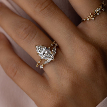 Pave Double Prong-Marquise Lab Grown Diamond Engagement Ring