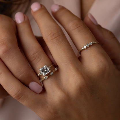 Cluster-Princess Lab Grown Diamond Engagement Ring