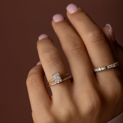 Solitaire Triple Prong-Radiant Lab Grown Diamond Engagement Ring
