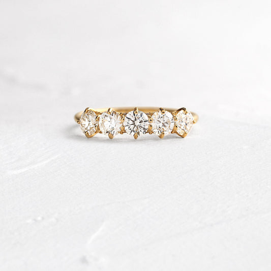 Five Stone- 1.1 CT Round Lab Grown Diamond Wedding Band