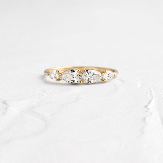 Graduated- 0.70 CT Pear Lab Grown Diamond Wedding Band