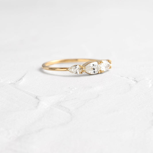 Graduated- 0.70 CT Pear Lab Grown Diamond Wedding Band