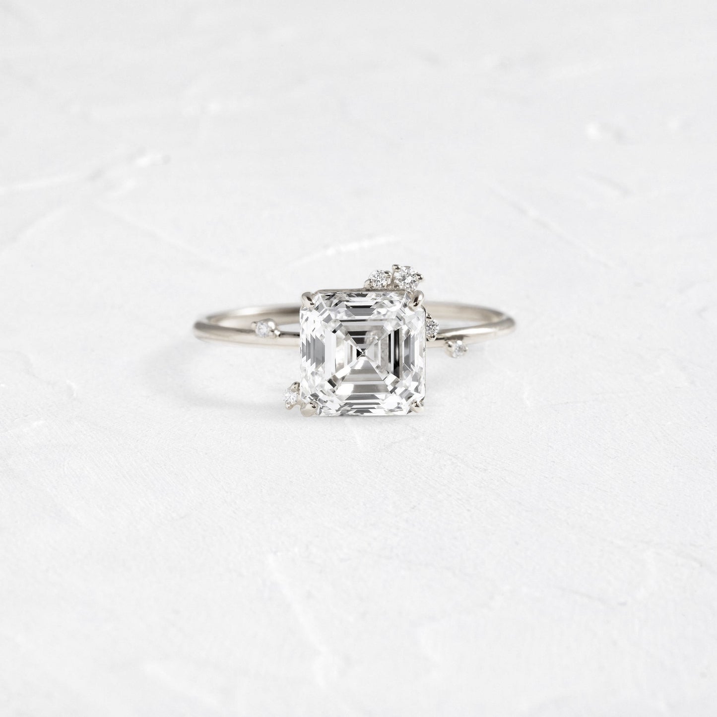 Cluster-Asscher Lab Grown Diamond Engagement Ring