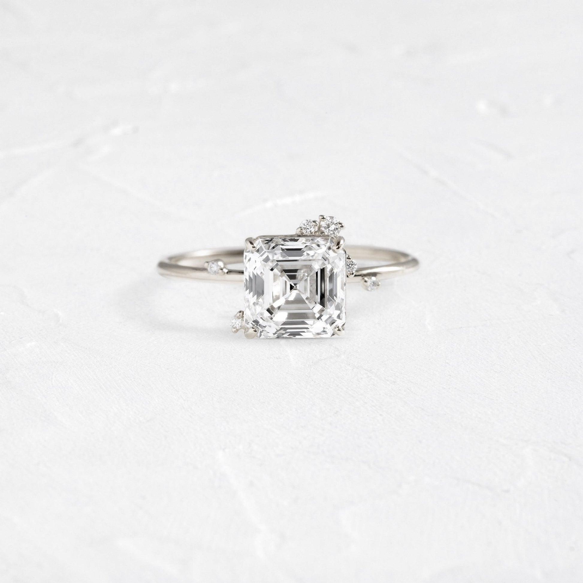 Cluster-Asscher Lab Grown Diamond Engagement Ring