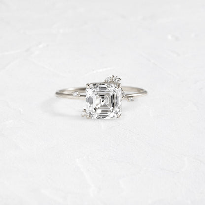 Cluster-Asscher Lab Grown Diamond Engagement Ring