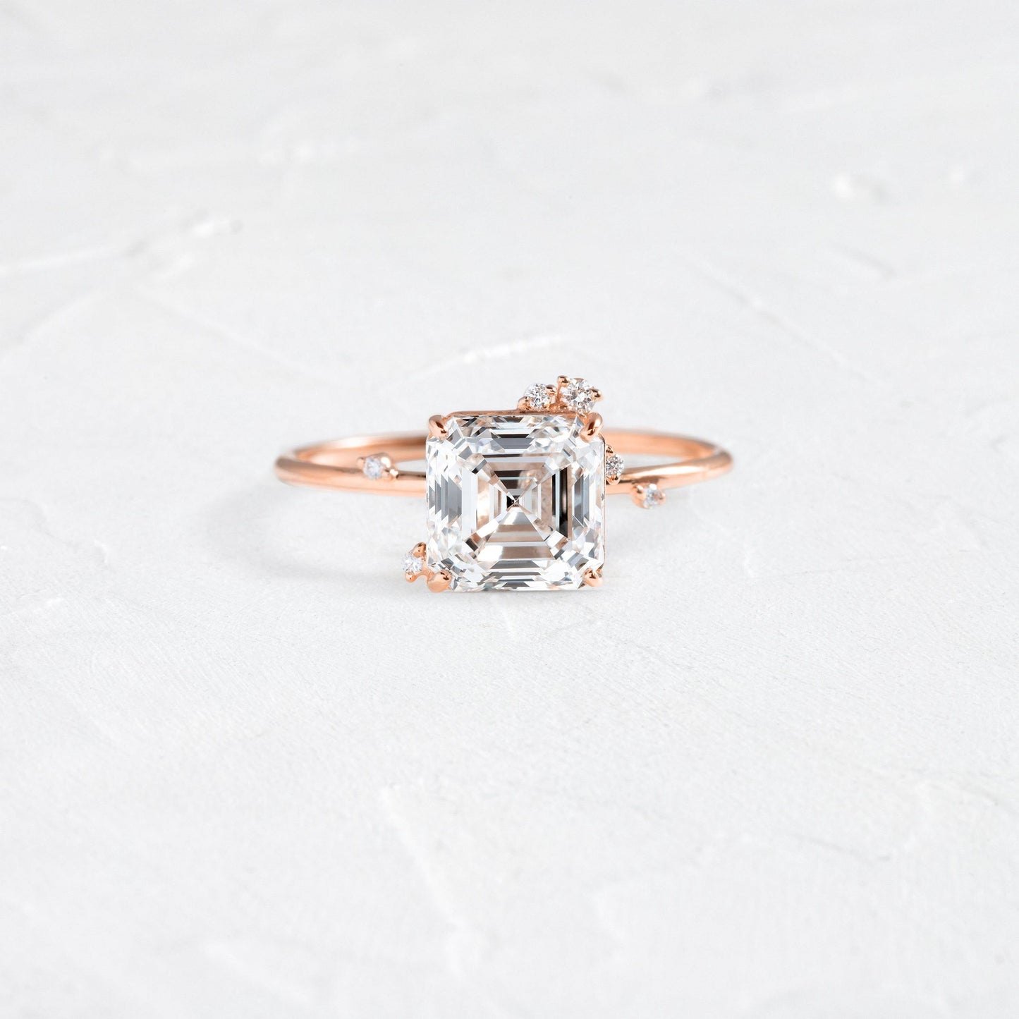 Cluster-Asscher Lab Grown Diamond Engagement Ring