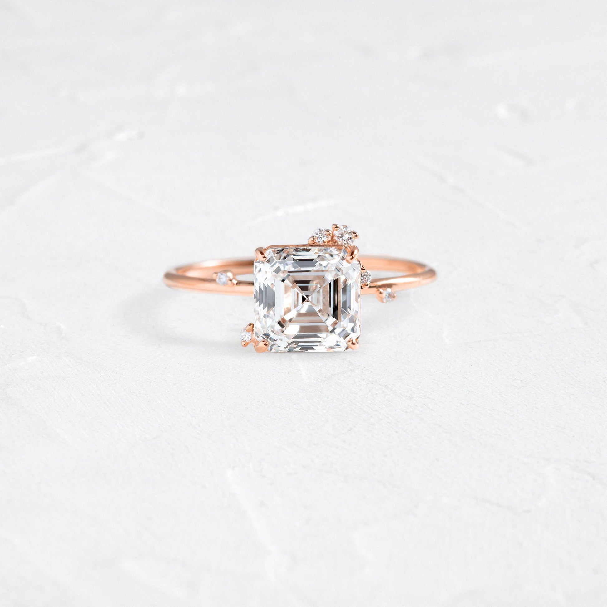 Cluster-Asscher Lab Grown Diamond Engagement Ring