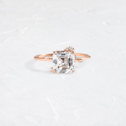 Cluster-Asscher Lab Grown Diamond Engagement Ring