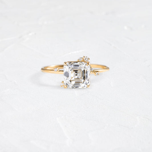 Cluster-Asscher Lab Grown Diamond Engagement Ring