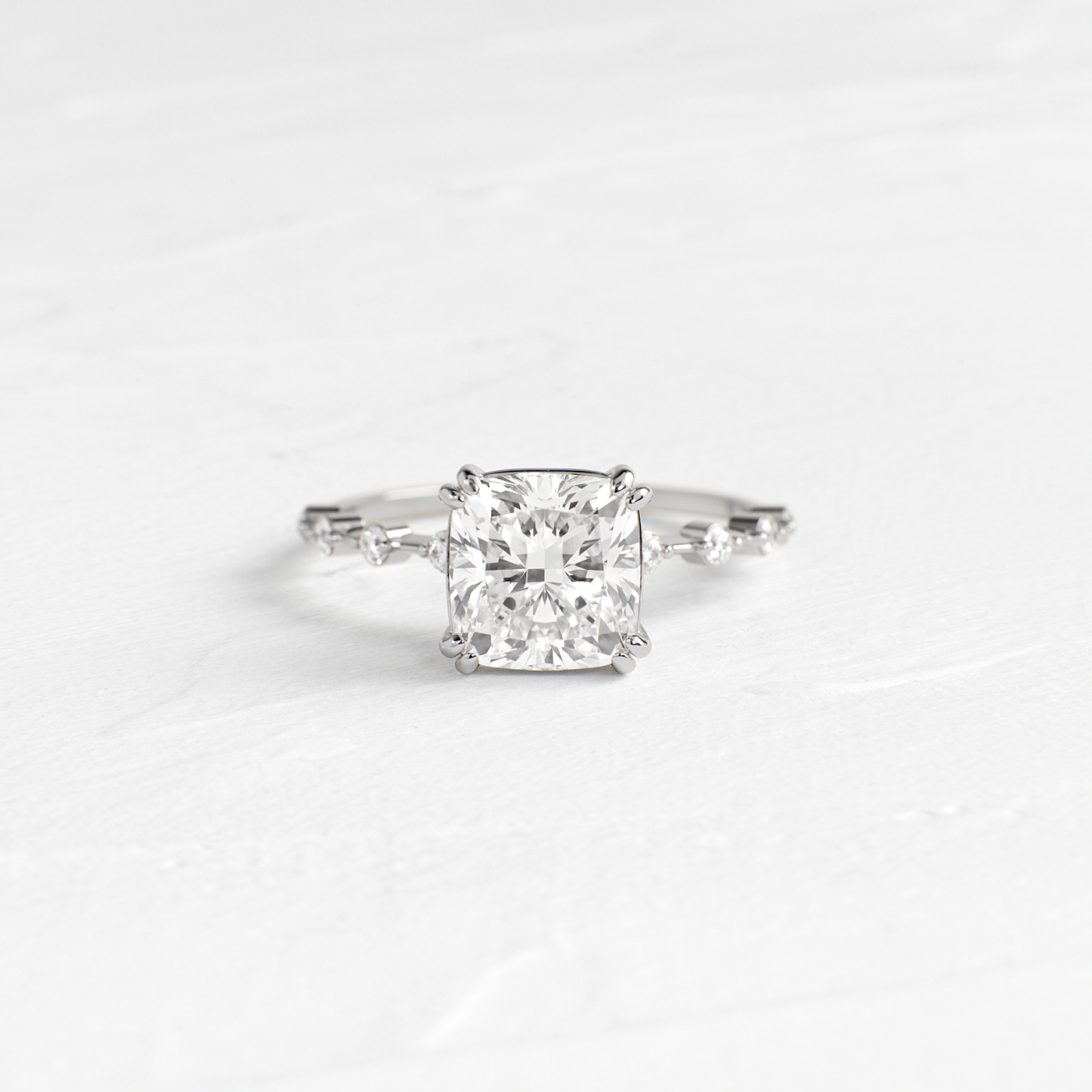 Pave-Cushion Lab Grown Diamond Engagement Ring