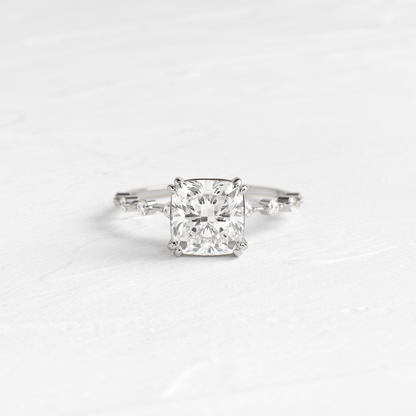 Pave-Cushion Lab Grown Diamond Engagement Ring