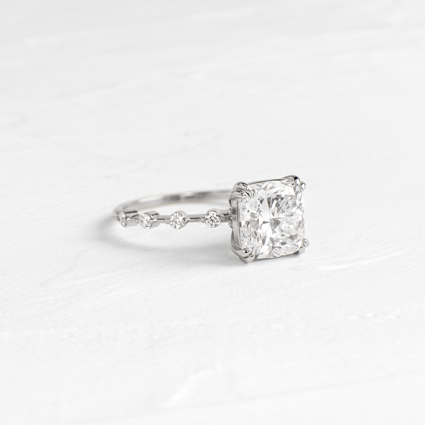 Pave-Cushion Lab Grown Diamond Engagement Ring