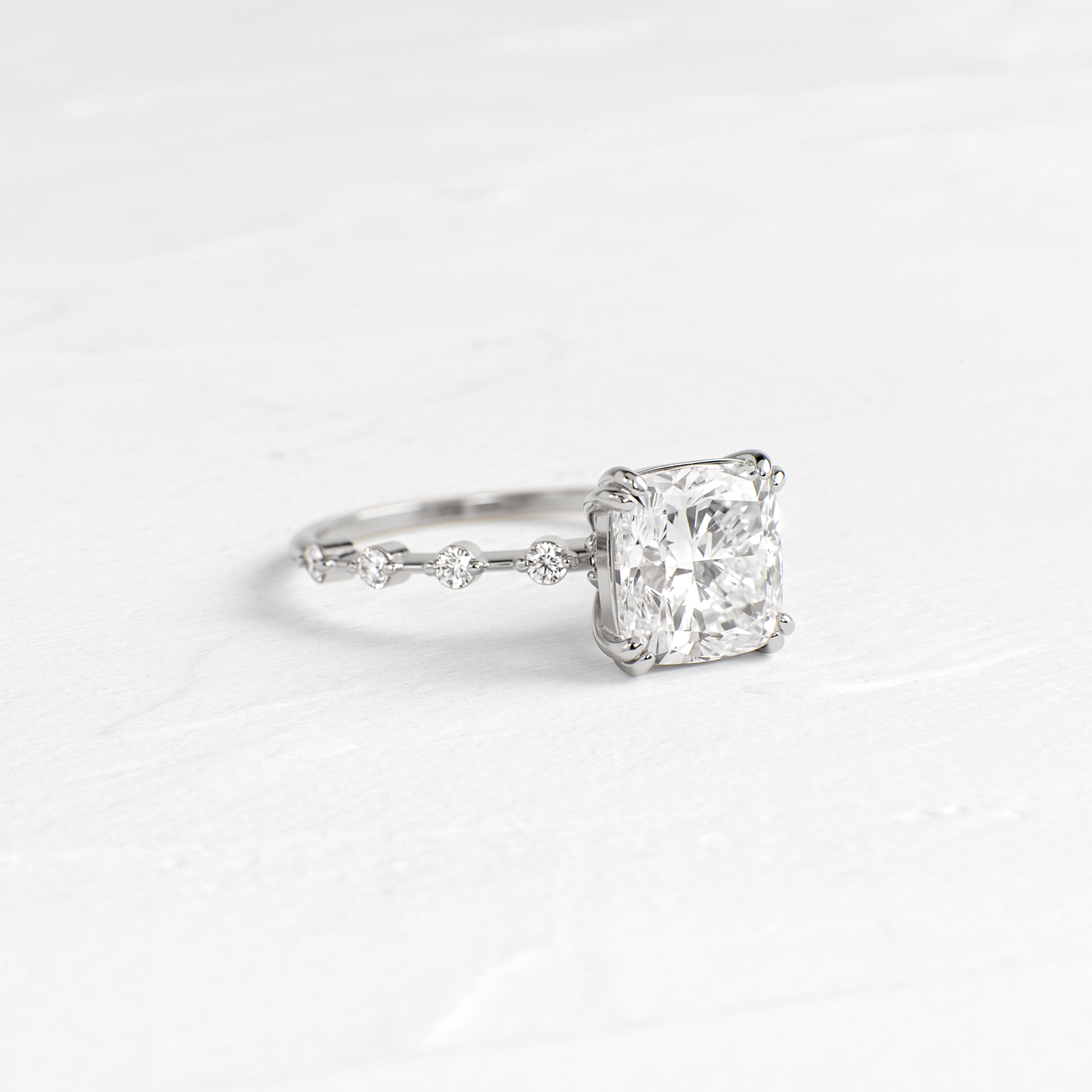 Pave-Cushion Lab Grown Diamond Engagement Ring