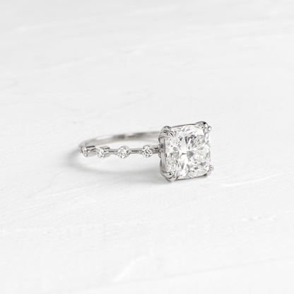 Pave-Cushion Lab Grown Diamond Engagement Ring