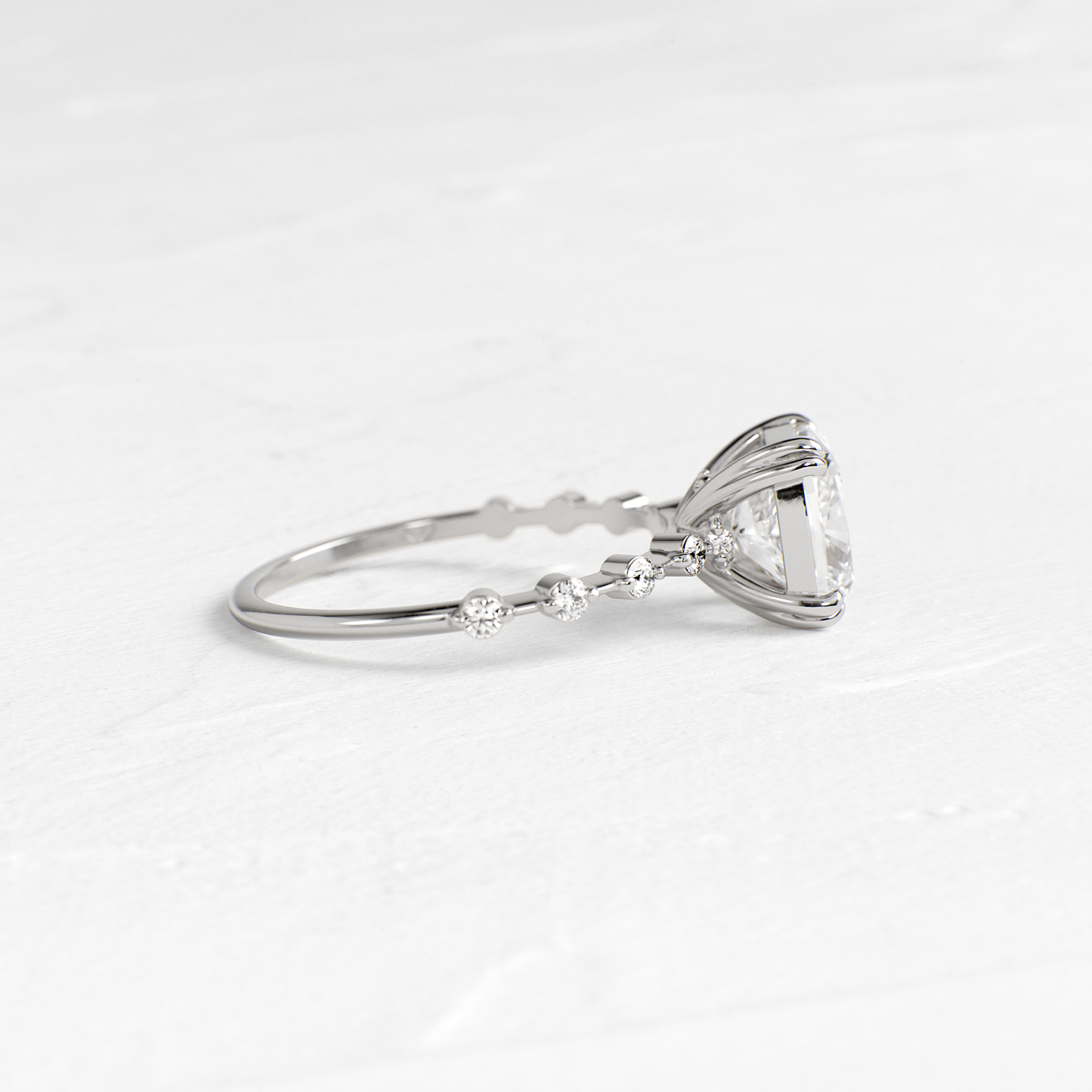 Pave-Cushion Lab Grown Diamond Engagement Ring