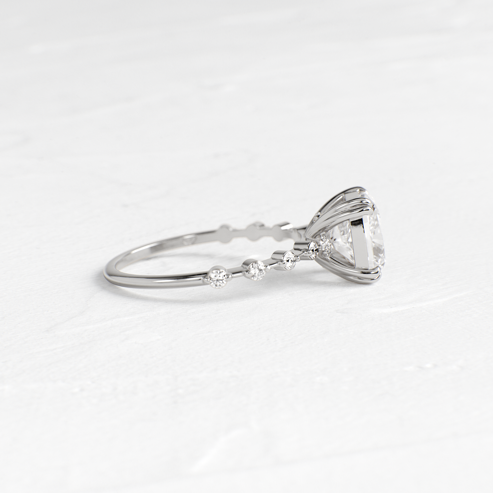 Pave-Cushion Lab Grown Diamond Engagement Ring