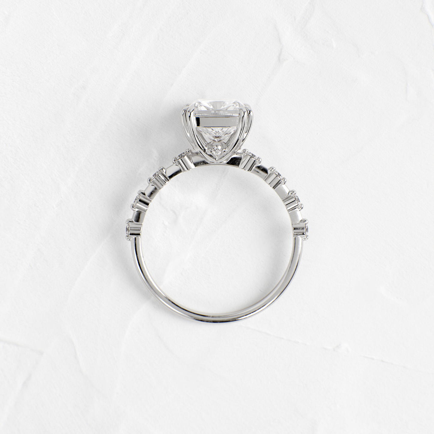 Pave-Cushion Lab Grown Diamond Engagement Ring