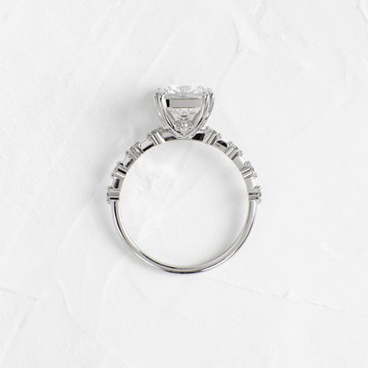 Pave-Cushion Lab Grown Diamond Engagement Ring
