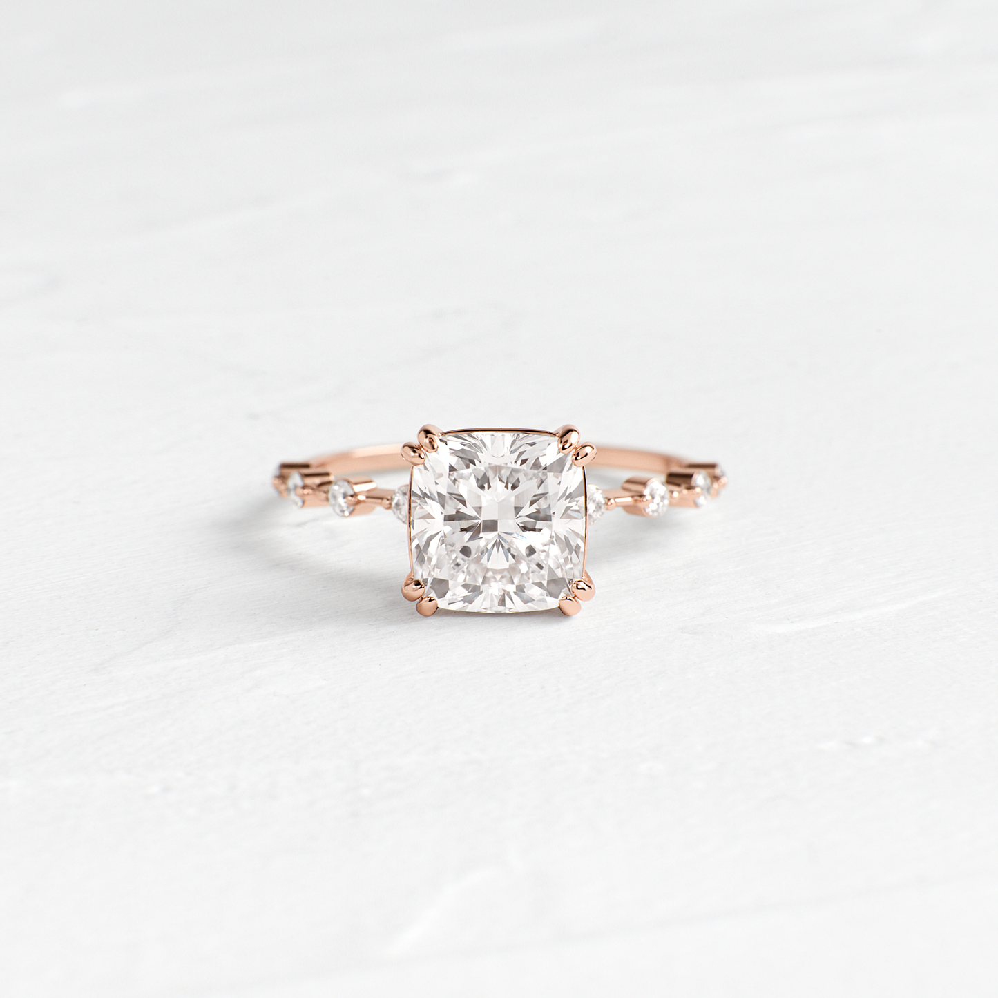 Pave-Cushion Lab Grown Diamond Engagement Ring