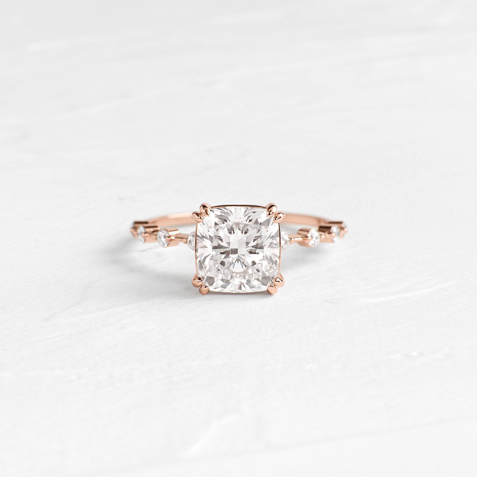 Pave-Cushion Lab Grown Diamond Engagement Ring