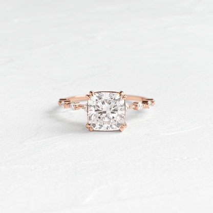 Pave-Cushion Lab Grown Diamond Engagement Ring