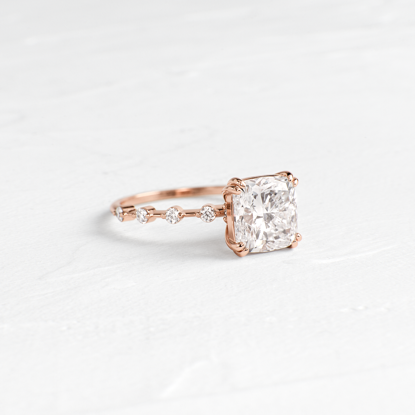 Pave-Cushion Lab Grown Diamond Engagement Ring